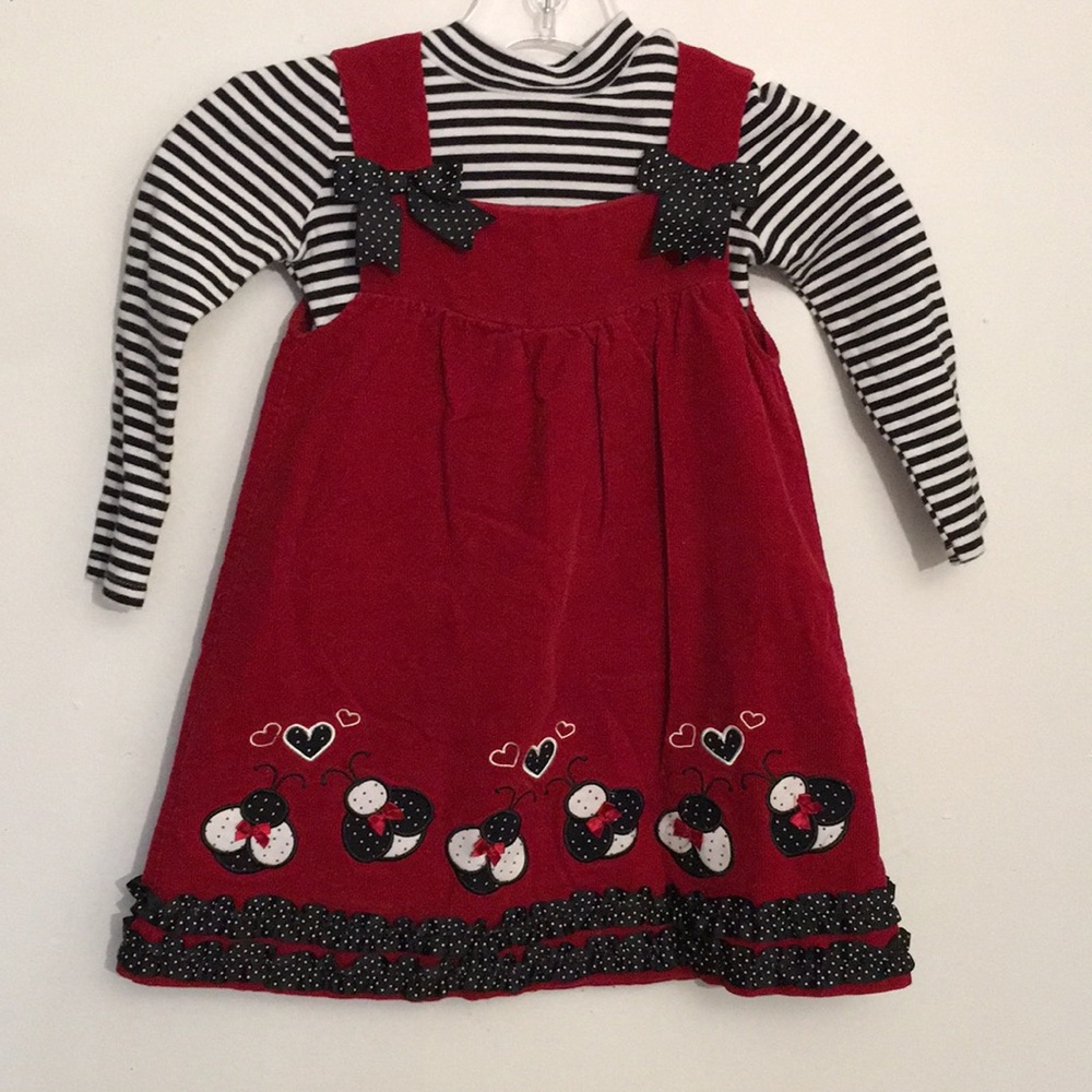 WonderKids Ladybugs 100% Top and Jumper Dress: Size 5T